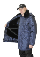 Куртка зимняя удлиненная с подстежкой из искусственного меха для охранников